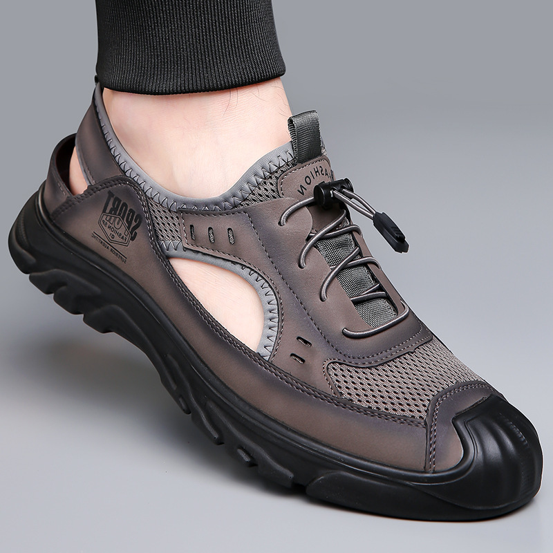 Sandalias para hombres de verano respirables huecos para hombres zapatos de agujero de una tendencia de zapatos casuales al aire libre para hombres zapatos deportivos
