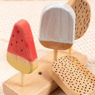 Family realistic wooden toy for ice cream, ice cream