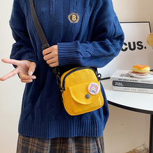 帆布单肩包新款韩版休闲简约时尚纯色网红糖果色小包手机斜挎包包