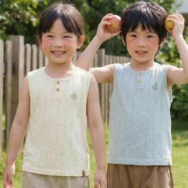 neza儿童背心2026夏季新款女童背心男童纯色柔软透气百搭休闲上衣