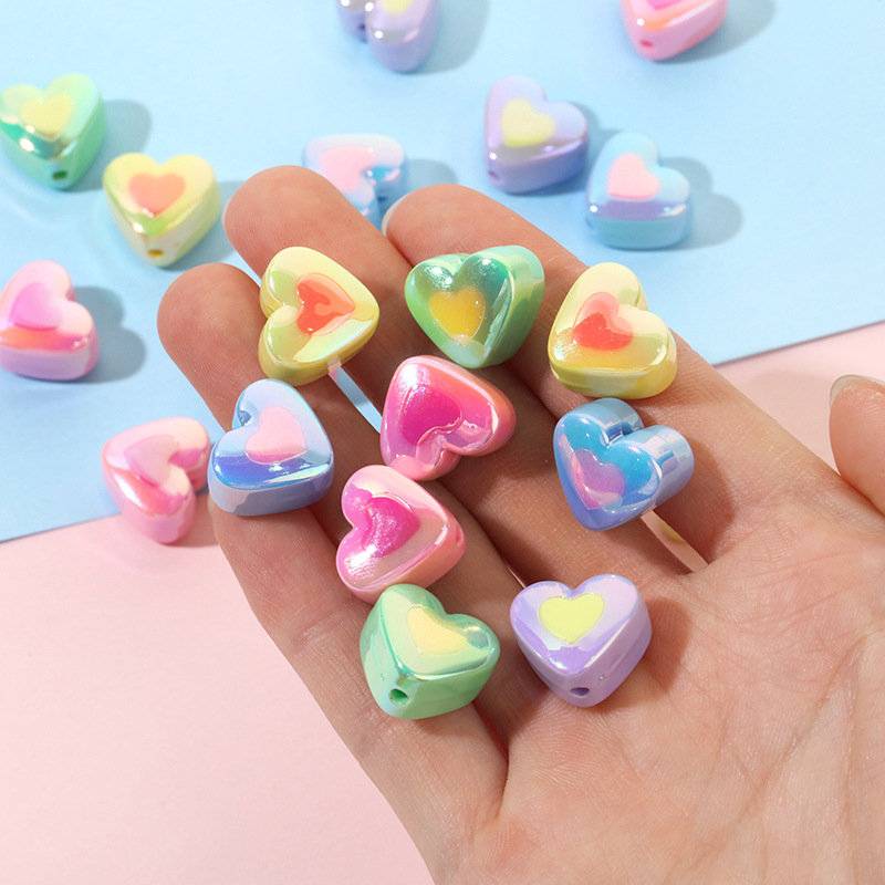 3g Weight Beads Jewelry Making Type DIY Jewelry Accessories Classification 1 Piece Quantity Acrylic Material Heart Shape Pattern Plating Design Simple Style Style 1 Piece Arylic Heart Shape DIY Jewelry Accessories Beads 1