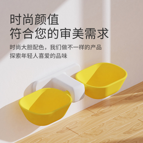 Manufacturer's new anti-tip hanging cat bowl, pet bowl, removable thickened imitation porcelain double bowl dog bowl in one