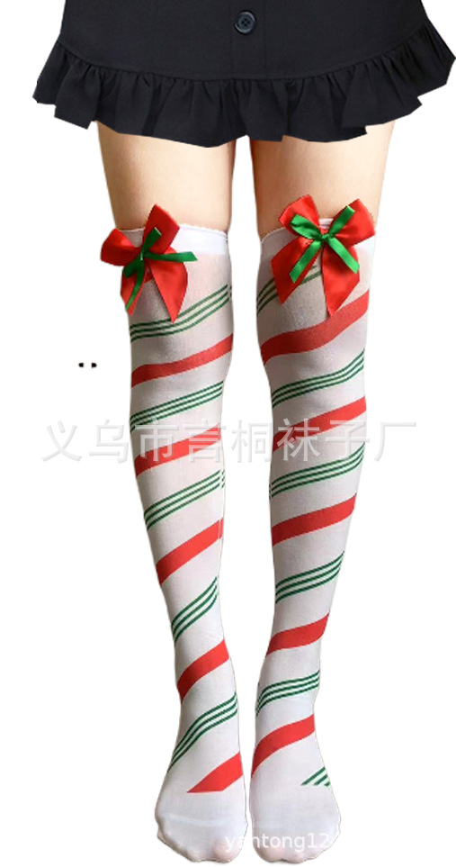Medias de Navidad fabricantes transfronterizos en stock Medias de Halloween vacaciones vestir ropa accesorios rayas sobre la rodilla Calcetines