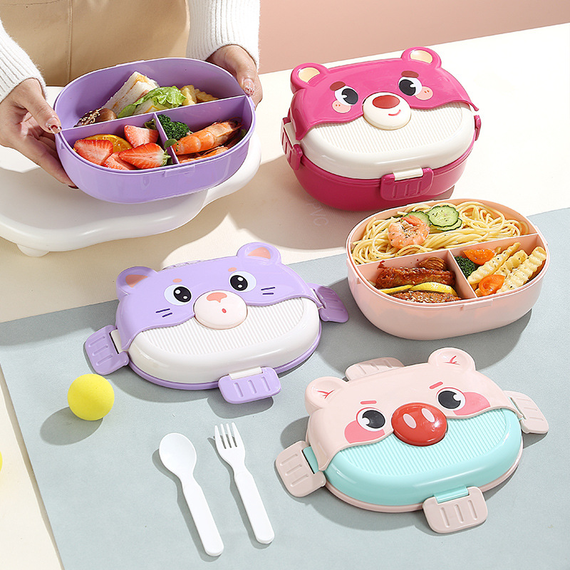 Cartoon Frames Plastic Lunch Box Microwave Oven Children's Lunch Box Baby Household Cute Dinner Plate Portable Salad Box