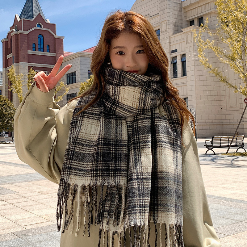 秋冬格子围巾女冬季高级感新款百搭保暖情侣围脖披肩韩系跨境爆款|undefined