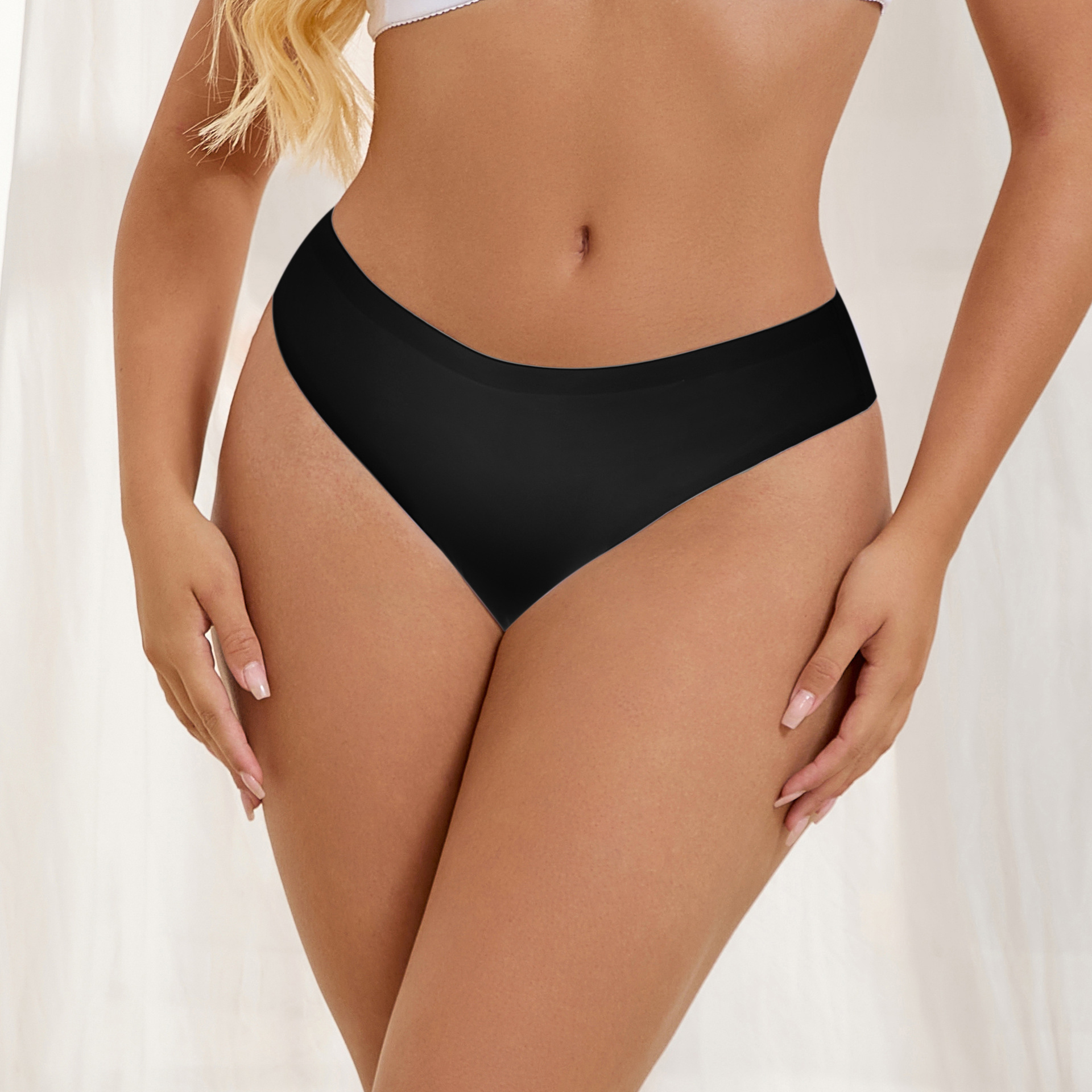 2024 Amazon nueva ropa interior sin marca de mujer cintura media de una pieza antibacteriana entrepierna transfronterial