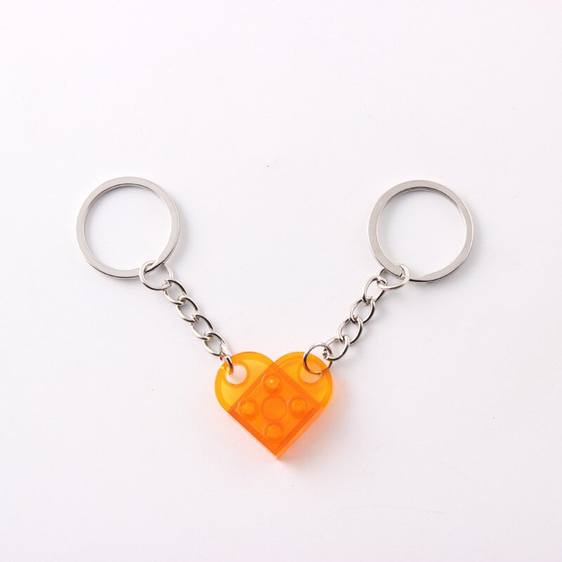 Dos en uno bloques de construcción de amor llavero pareja desmontable llavero amistad afecto en forma de corazón Qixi pequeño regalo