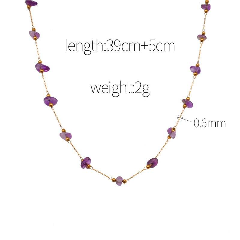 Fashion Sweet Natural Stone Handmade Chain Stainless Steel Necklace