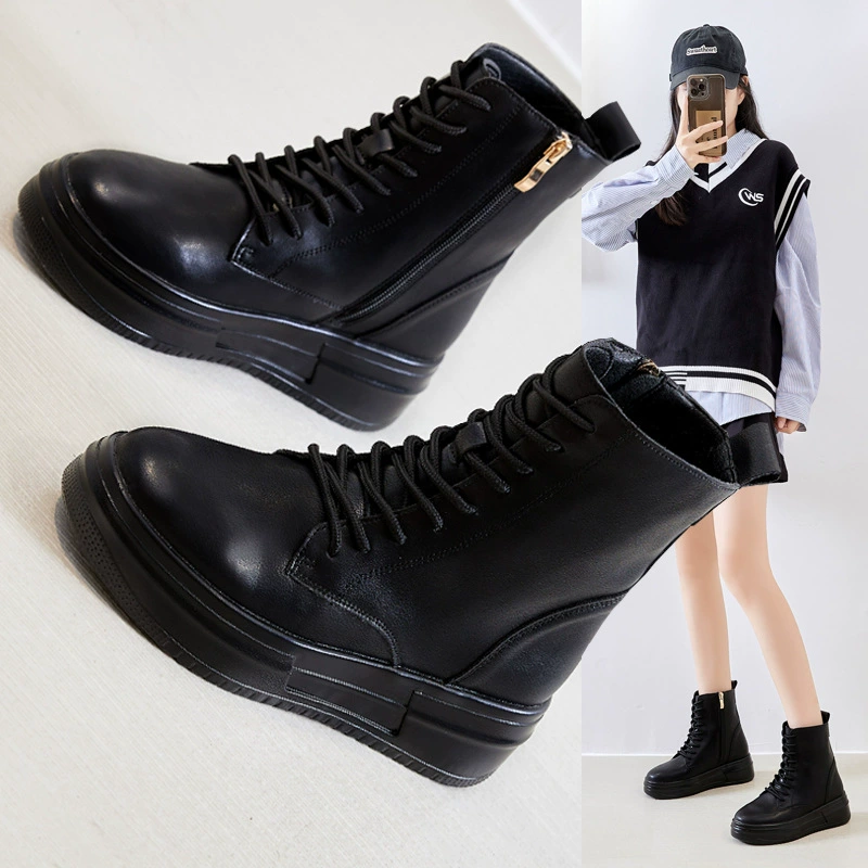 Увеличение размера женской обуви малого размера 313233 сапоги Martin женский английский стиль плюс бархатные высокие сапоги большой размер женской обуви 41 один 43