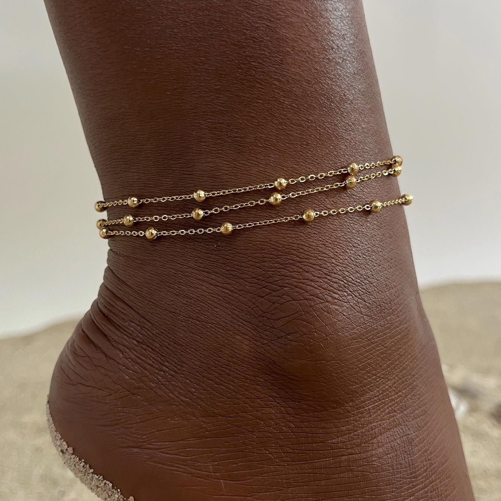 European and American cross-border jewelry, fashionable multi-layer beaded chain ankle chains, summer simple new ankle chains ankle accessories