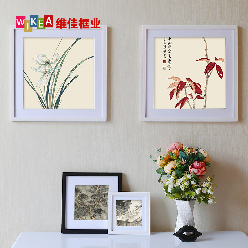 5ZV7批發正方形相框掛牆畫框裝裱十字繡邊框自裝字畫鑽石書法實木