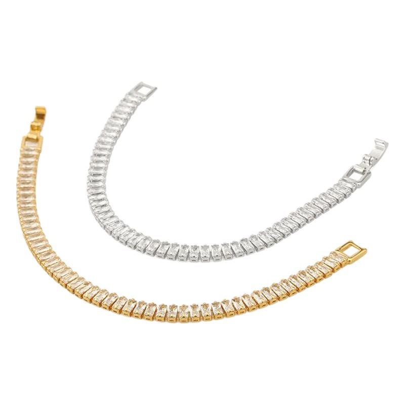 Pulsera de circonita para mujer, cadena gruesa versátil en oro y plata, diseño elegante y con estilo, pulsera completamente adornada con diamantes, estilo ins. image 1