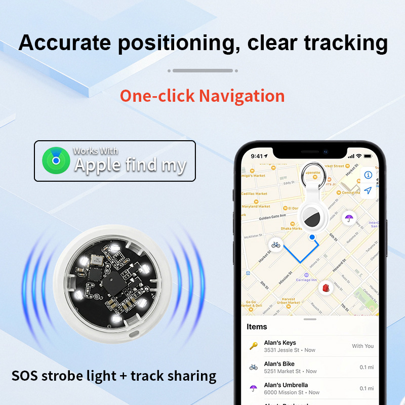 Apple Find My maxsus yo'qotishlarga qarshi qurilmasi, MFI sertifikatlangan global lokator, qariyalar va uy hayvonlari uchun AirTag kuzatuvchisi.