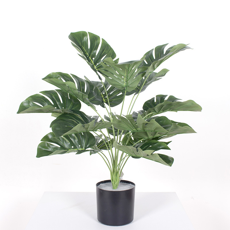 Plantas verdes artificiales de alta gama, bonsái de monstera artificial, plantas en maceta de monstera para decoración de ventanas, plantas artificiales al por mayor