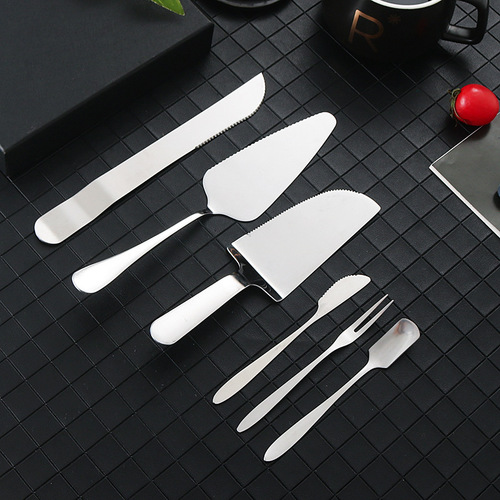 Stainless steel gold cake spatulas, knives, forks, and spoons, mooncake knife and fork set, pizza knife, baking tools, laser logo