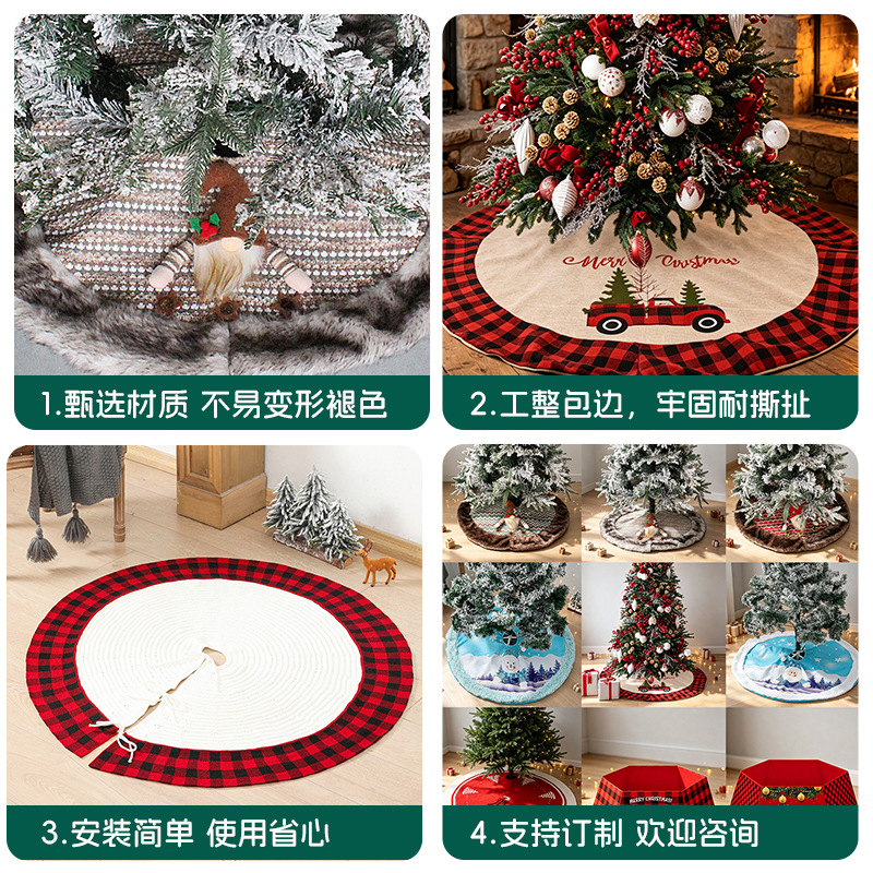 Comercio exterior transfronterizo nueva falda de árbol de Navidad copo de nieve alce felpa delantal de árbol de Navidad falda de árbol de Navidad decoraciones