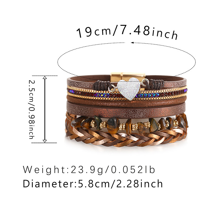 Ethnic Style Heart Shape Pu Leather Braid Womenu0027S Bracelets