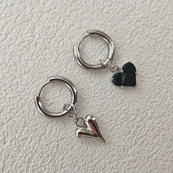 European and American Cross-Border Jewelry French-Style Sweet Pink Zircon Heart Earrings Versatile and Stylish Two-Way Wear Earrings for Women
