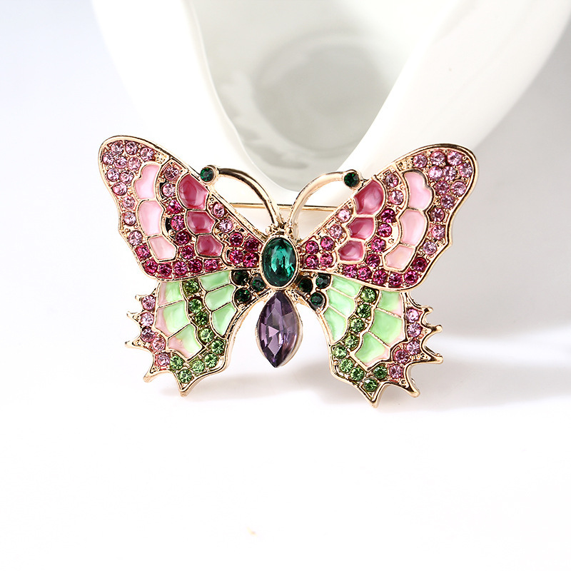 European and American fashion antique vintage oil drop enamel insect butterfly golden cicada overcoat buckle don brooch wholesale