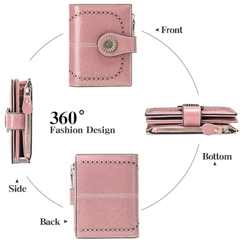 Suphiar personalizado billetera de explosión transfronteriza para mujeres corta Europa y los Estados Unidos cera de aceite bolso de cambio de cuero con tarjeta de cremallera en uno