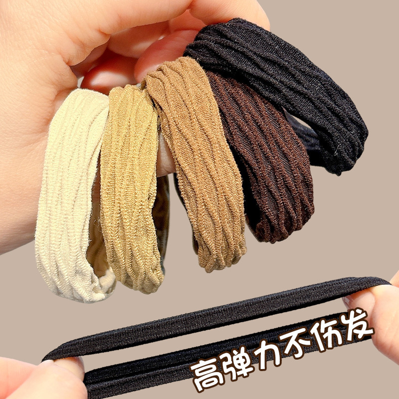 加粗简约宽边无接缝发绳橡皮筋扎头发高弹力高级感头绳发圈女皮筋|undefined