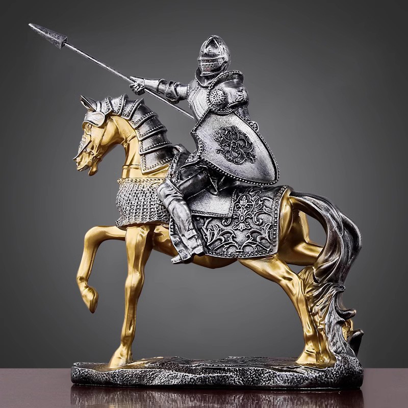 Cross-border retro armor knight ornaments horse to success creative living room wine cabinet office decoration opening gift