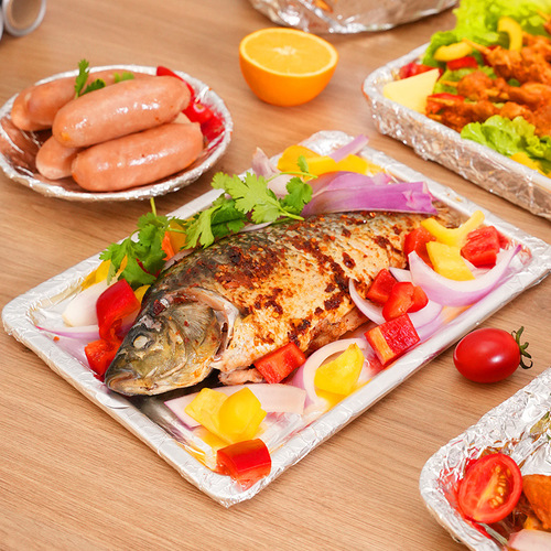 -Tin foil high temperature resistant barbecue household oven tray kitchen baking grilled fish tinfoil paper thickened aluminum foil paper