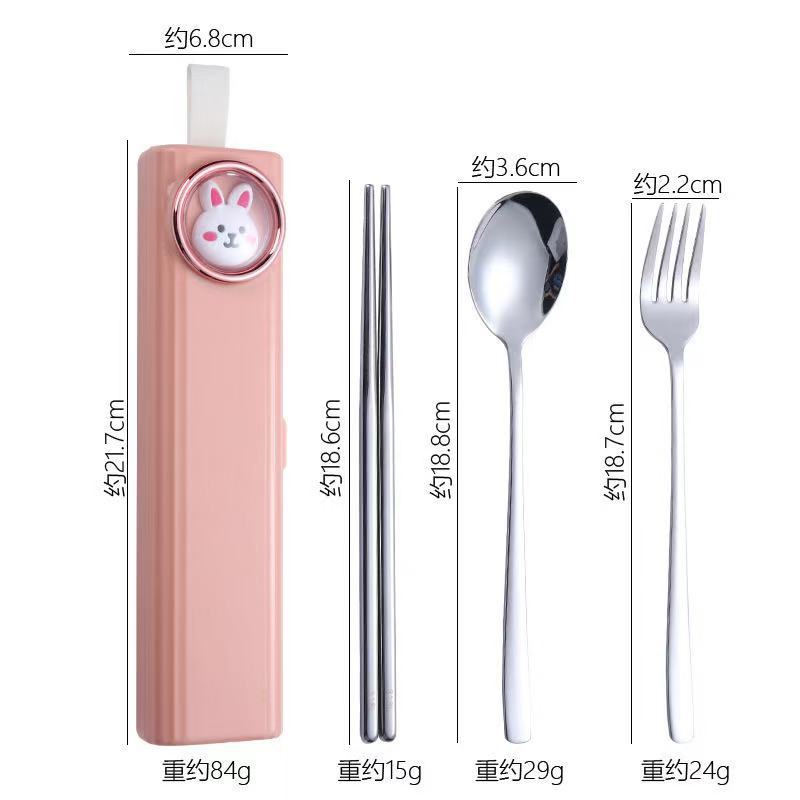 핑크토끼(숟가락, 포크, 젓가락 3종세트)