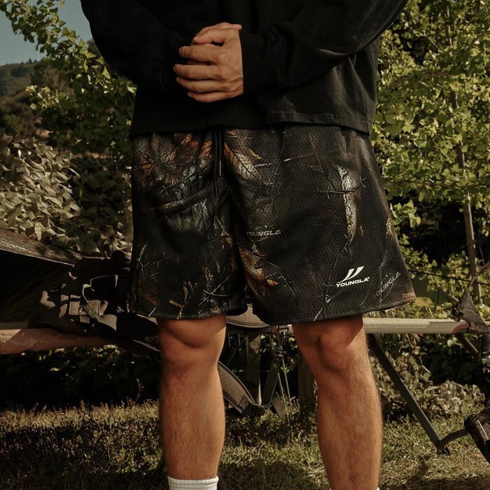 Youngla Summer New Men's All-Print Shorts Joggers Sports Fitness Quick-Drying Breathable Training Beach Shorts