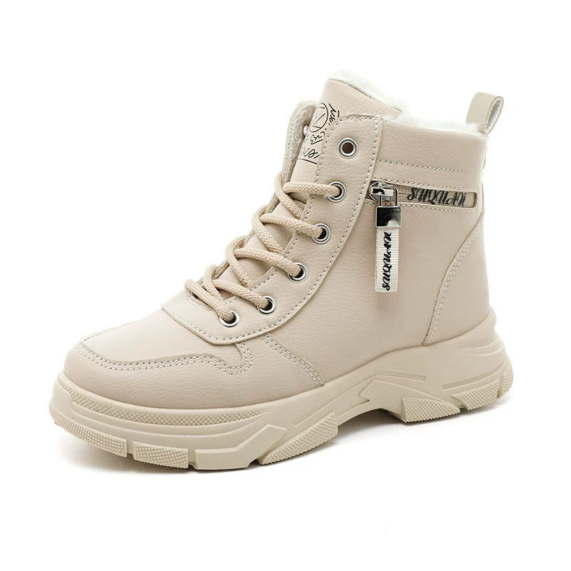 Новые женские туфли осень-зима в solid color W2573, плюс бархатная хлопковая обувь, простые тёплые высокие кеды на толстой подошве, для роста