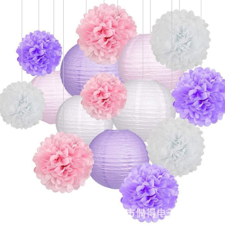 Amazon papel rosa de flores de panal de papel linterna de fiesta de cumpleaños boda cumpleaños set de decoración del hogar