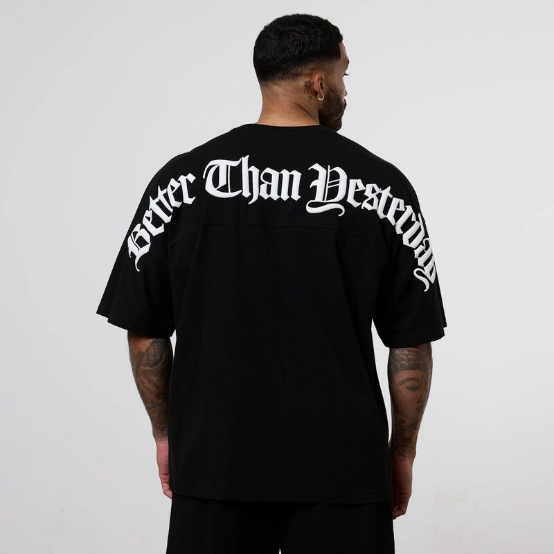 Vanquish Men's Oversized T-Shirt Muscle Sports Fitness Pure Cotton Round Neck Short-Sleeved Foam Printed Casual T-Shirt