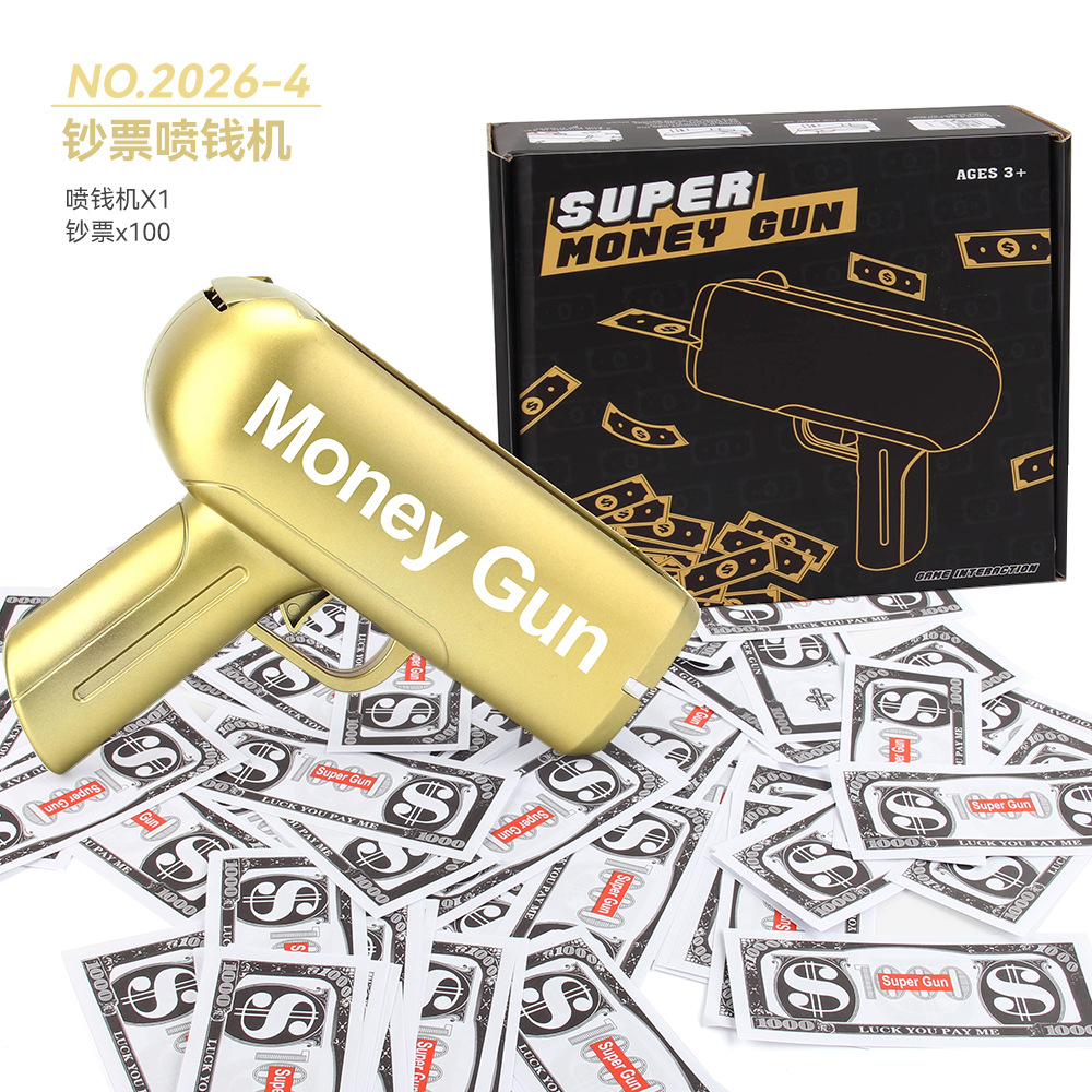 Nuevo oro eléctrico pistolas de pulverización de dinero MoneyGun pistolas de pulverización de dinero juguetes pistolas de billetes pistolas de juguetes
