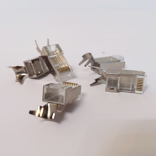 Seven-Category Shielded 10Gbps Gold-Plated Two-Piece Copper Shell Network Cable Connector with 1.3mm and 1.5mm Hole Diameter, Wholesale