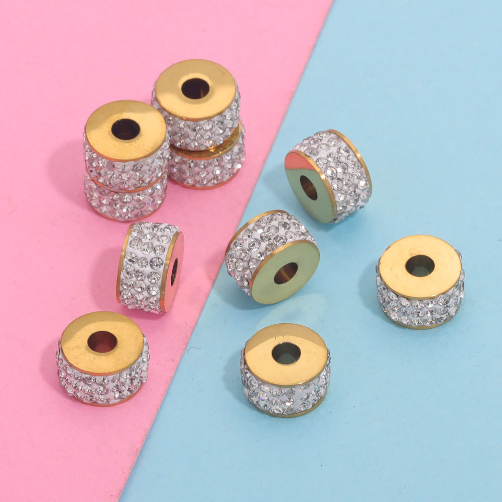 10 PCS/Package Diameter 7 Mm Diameter 9mm Hole 2~2.9mm Stainless Steel Zircon Round Polished Spacer Bars display picture 1