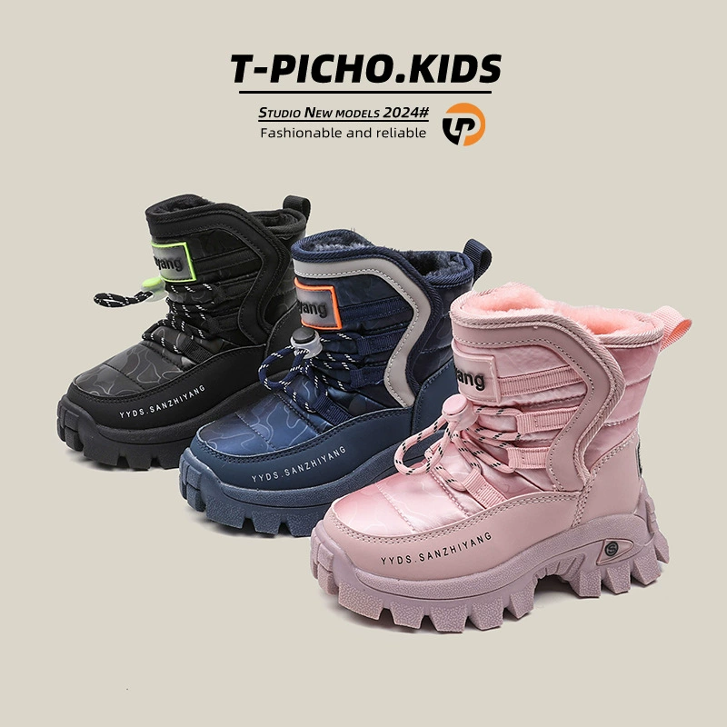 Зимние детские теплые сапоги 2025 года: новые утепленные нескользящие снегоступы для мальчиков и водонепроницаемые полусапоги для девочек