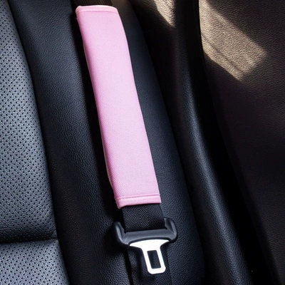 Seat belt shoulder pad for car use, anti-chafing - pink-plush-seatbelt-shoulder-pad-one-piece
