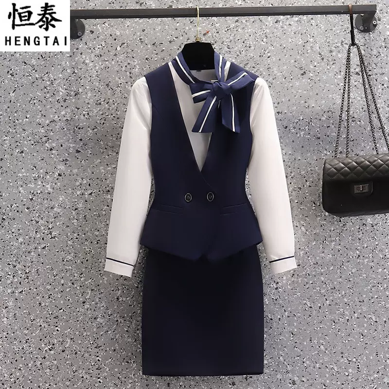 气质职业装女套裙时尚美容院酒店前台职业套装空姐衬衫制服工作服