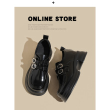 小皮鞋女2025年春季新款厚底复古英伦风日系一脚蹬玛丽珍乐福鞋子