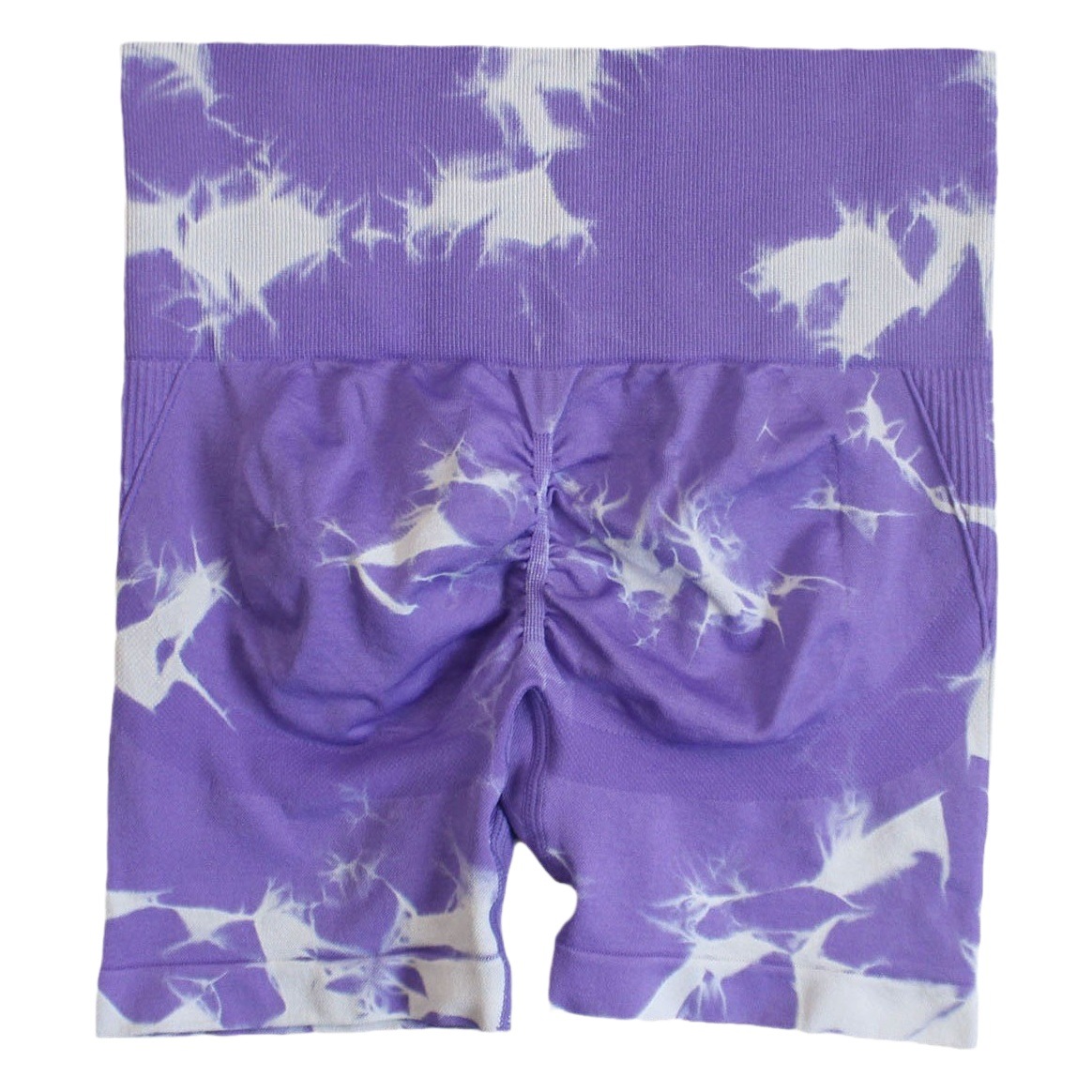 Corbata teñida sin costuras de alta elasticidad pantalones cortos de Yoga de la mujer que absorbe la humedad de secado rápido de alta cintura vientre que se contrae Peach Hip lifting Sports shorts