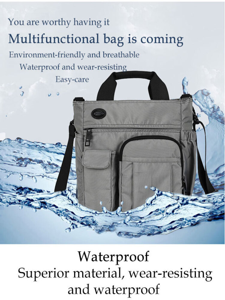 New Men Messenger Bag Headphone Hole Waterproof Briefcase