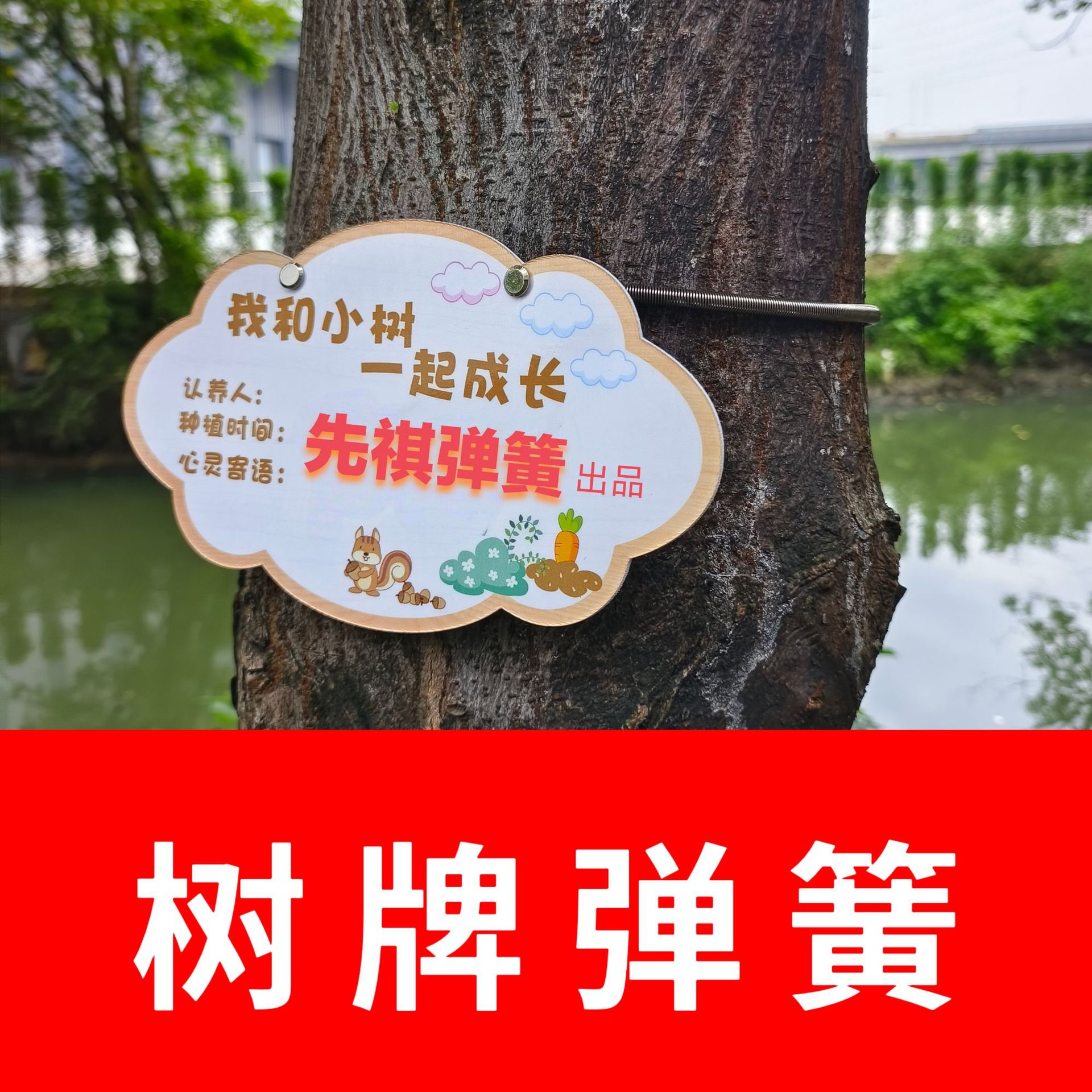 树牌弹簧304不锈钢挂牌拉簧可伸缩古树挂链弹簧200-1000mm定 制