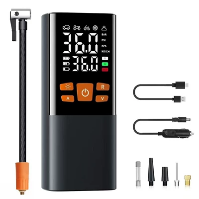 Car Air Pump, Portable Smart Wireless Digital Display Inflator, Multi-Functional Tire Emergency Inflator Wholesale (Hava nasosu) - 8016-wireless-car-dual-purpose-orange