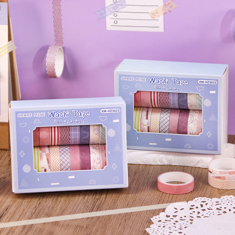 Cuentas de mano cinta adhesiva base macarón sólido color retro y papel cinta adhesiva impresión de color set 20 roll