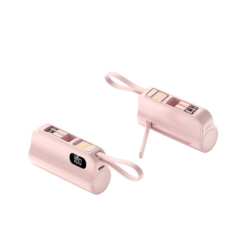 国境を越えた新しいミニカプセルパワーバンク 5000 mAh コンパクトなモバイル電源、テールプラグとプリントされたロゴが付属|undefined