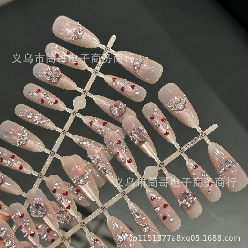 Gold Jumping Pieces Love Steel Diamond Wear Armor New Semi-handmade Manicure Fake Nail Patch Finished Cute Flash Gold Jumping Pieces Love Steel Diamond Wear Armor New Semi-handmade Manicure Fake Nail Patch Finished Cute Flash