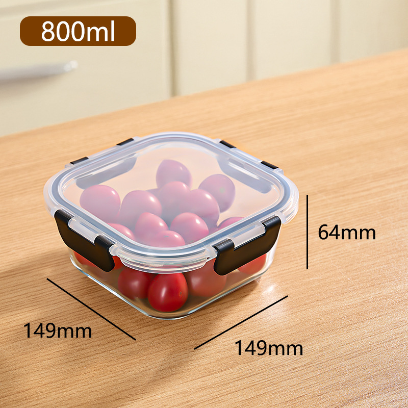 Caja de almuerzo de vidrio al por mayor puede calentarse por microondas, caja de almuerzo de oficina, caja de preservación sellada de gran capacidad