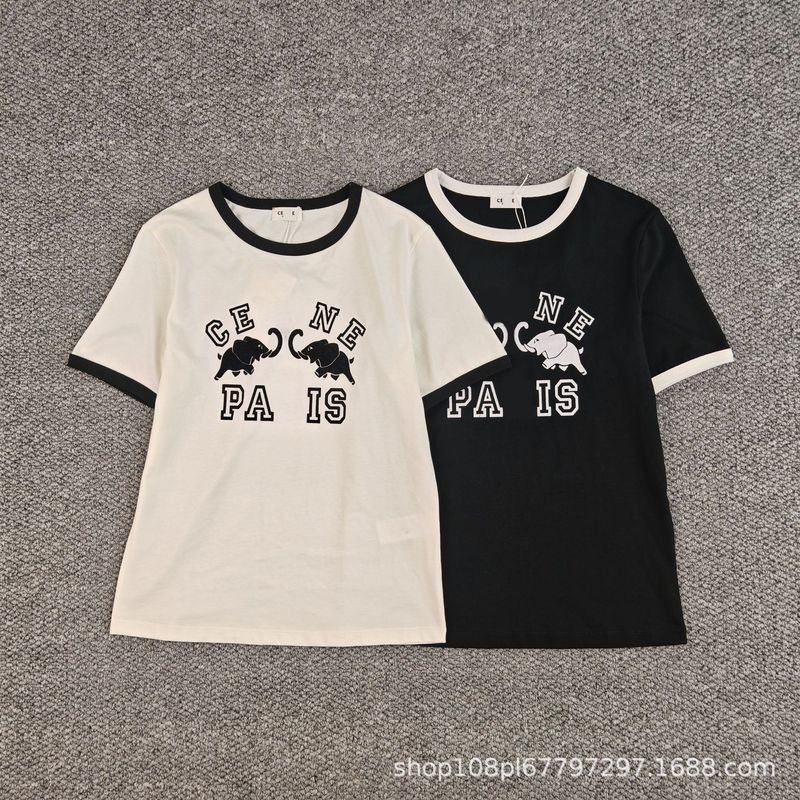 新しいCEファッションスリムルーズプルオーバー多用途レタープリント半袖Tシャツ|undefined
