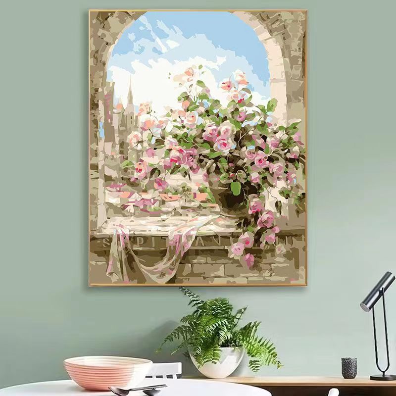 Fábrica al por mayor pintura al óleo digital DIY noche tranvía paisaje cura descompresión pintura al óleo pintura decorativa entrega de una sola pieza