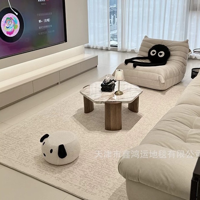 无胶防水抗污地毯客厅免洗可擦素色高级感沙发茶几垫卧室床边毯|undefined